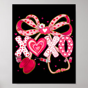 Xoxo stethoscope valentine rn pct cna nurse pink poster