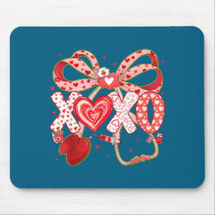 Xoxo stethoscope valentine rn pct cna nurse red bo mouse mat