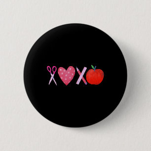Xoxo Teacher Valentine's Day Pencil And Apple 1 6 Cm Round Badge