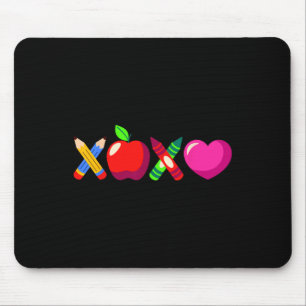 Xoxo Teacher Valentine's Day Pencil And Apple 3 Mouse Mat