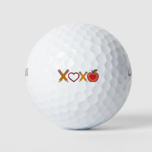 XOXO Teacher Valentine's Day Pencil And Apple  Golf Balls