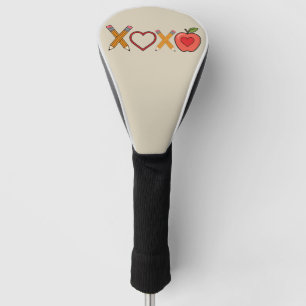 XOXO Teacher Valentine's Day Pencil And Apple Golf Head Cover