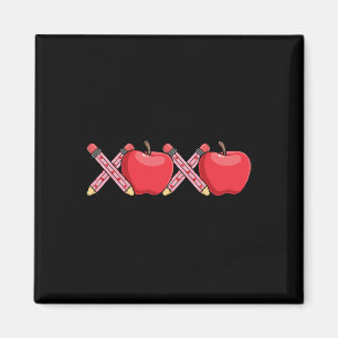 Xoxo Teacher Valentine's Day Pencil And Apple Magnet