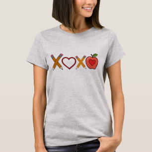 XOXO Teacher Valentine's Day Pencil And Apple T-Shirt