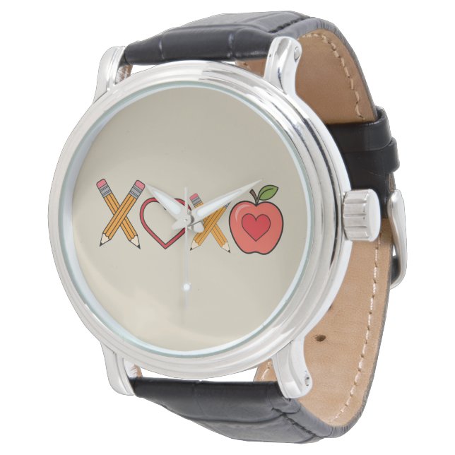 XOXO Teacher Valentine's Day Pencil And Apple  Watch (Angled)