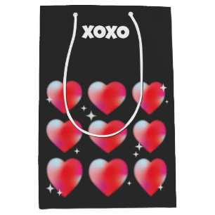 Xoxo text romantic red hearts valentine's day  medium gift bag