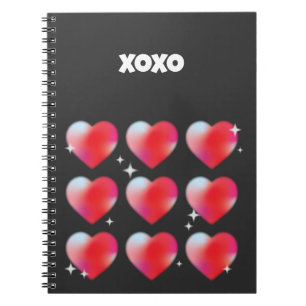 Xoxo text romantic red hearts valentine's day notebook