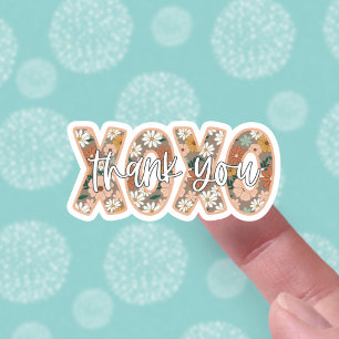 XOXO Thank You Cute Boho Floral Script Overlay