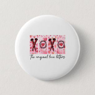 Xoxo The Original Love Letters Retro Checked Valen 6 Cm Round Badge