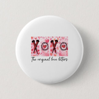 Xoxo The Original Love Letters Retro Checked Valen 6 Cm Round Badge