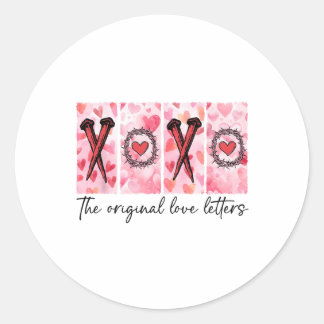 Xoxo The Original Love Letters Retro Checked Valen Classic Round Sticker