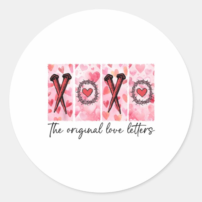 Xoxo The Original Love Letters Retro Checked Valen Classic Round Sticker (Front)
