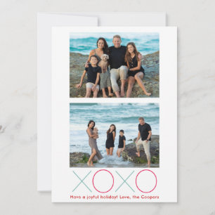XOXO Two Photo Modern Minimal Photo Holiday Card