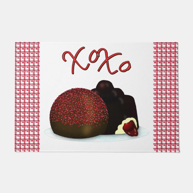 XOXO Valentine Bonbon and Dark Chocolate Doormat (Front)
