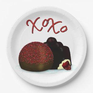 XOXO Valentine Bonbon and Dark Chocolate Paper Plate