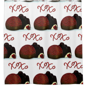 XOXO Valentine Bonbon and Dark Chocolate Shower Curtain