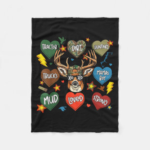 XOXO Valentine Buck Camo Deer Retro Hunting Boys Fleece Blanket
