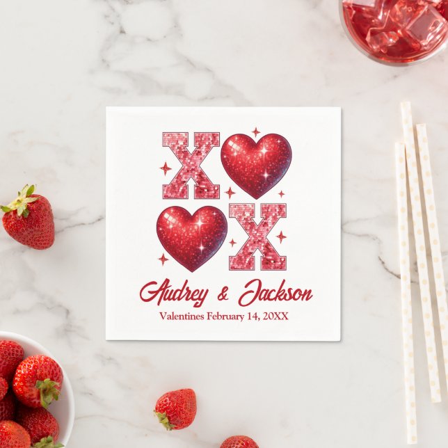 XOXO Valentine Wedding Napkin (Insitu)