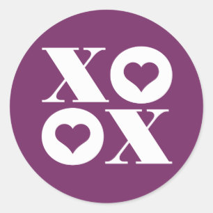 xoxo valentine's circle sticker