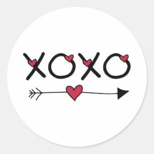 XOXO Valentines Classic Round Sticker