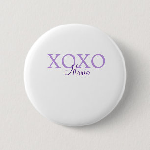 Xoxo valentine's day add name purple pastel minima 6 cm round badge