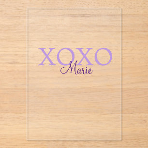 Xoxo valentine's day add name purple pastel minima acrylic invitations