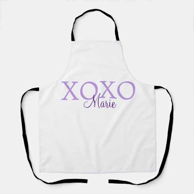 Xoxo valentine's day add name purple pastel minima apron (Front)