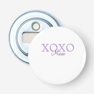 Xoxo valentine's day add name purple pastel minima bottle opener