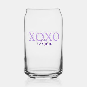 Xoxo valentine's day add name purple pastel minima can glass