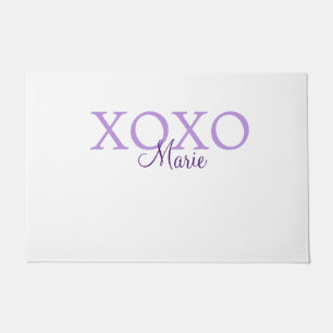 Xoxo valentine's day add name purple pastel minima doormat