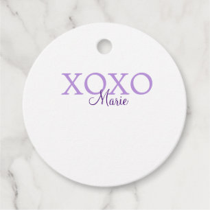 Xoxo valentine's day add name purple pastel minima favour tags
