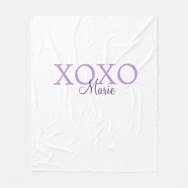 Xoxo valentine's day add name purple pastel minima fleece blanket (Front)