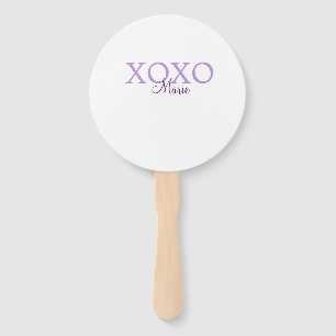 Xoxo valentine's day add name purple pastel minima hand fan