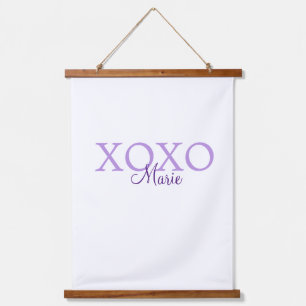 Xoxo valentine's day add name purple pastel minima hanging tapestry