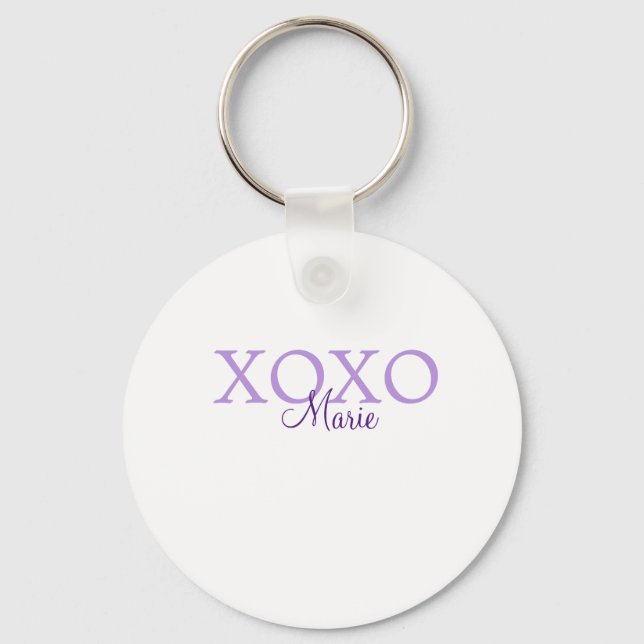 Xoxo valentine's day add name purple pastel minima key ring (Front)