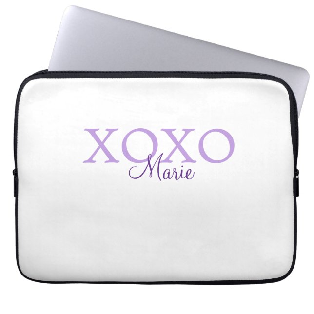 Xoxo valentine's day add name purple pastel minima laptop sleeve (Front)
