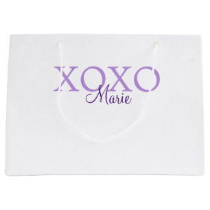 Xoxo valentine's day add name purple pastel minima large gift bag