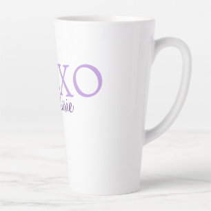 Xoxo valentine's day add name purple pastel minima latte mug
