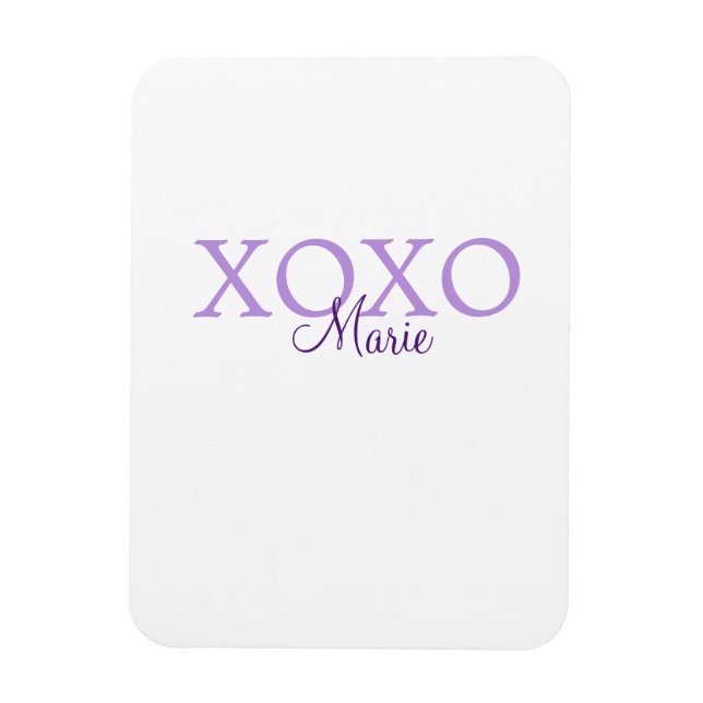 Xoxo valentine's day add name purple pastel minima magnet (Vertical)