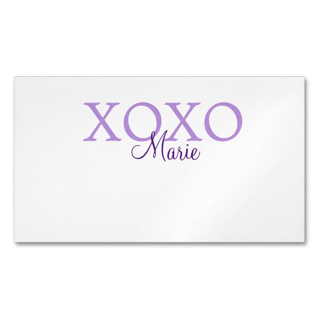 Xoxo valentine's day add name purple pastel minima 	Magnetic business card (Front)