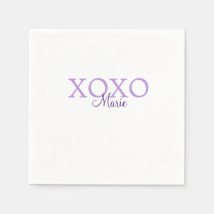 Xoxo valentine's day add name purple pastel minima napkin