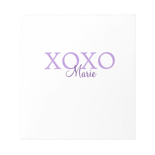 Xoxo valentine's day add name purple pastel minima notepad (Front)