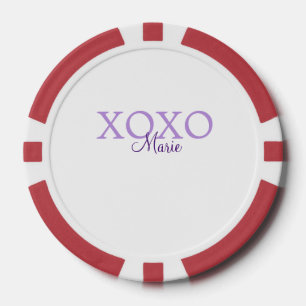 Xoxo valentine's day add name purple pastel minima poker chips