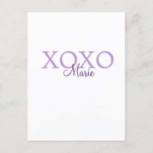 Xoxo valentine's day add name purple pastel minima postcard