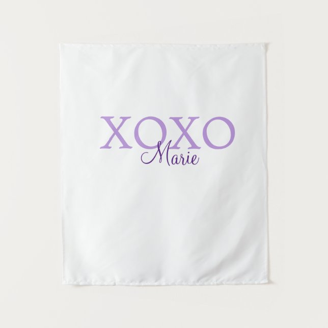 Xoxo valentine's day add name purple pastel minima tapestry (Front)