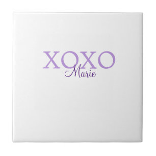 Xoxo valentine's day add name purple pastel minima tile
