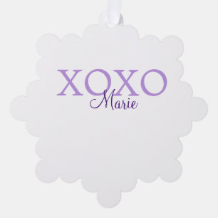 Xoxo valentine's day add name purple pastel minima tree decoration card