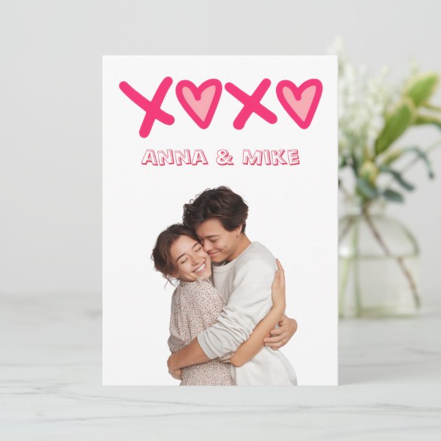 XOXO Valentine's Day Custom Photo Card (Standing Front)