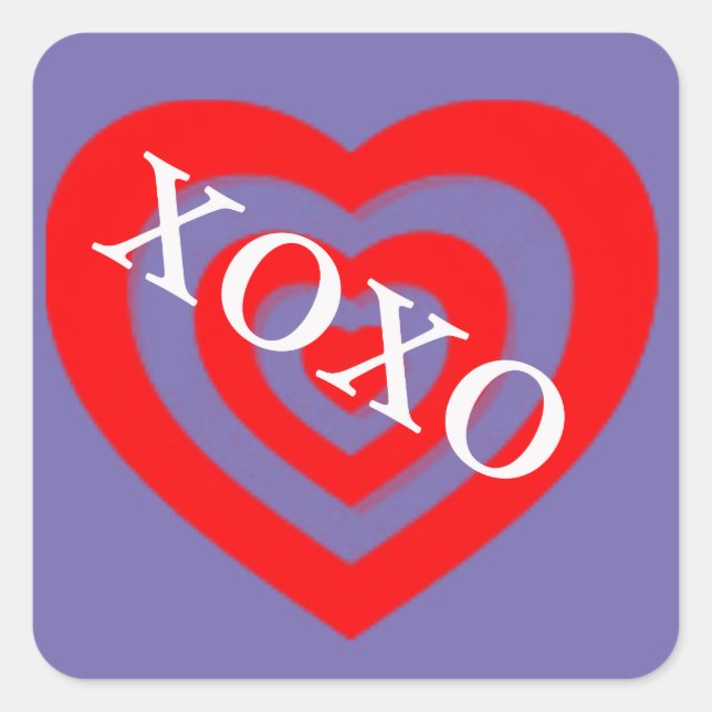 XOXO Valentine's Day Heart Square Sticker (Front)