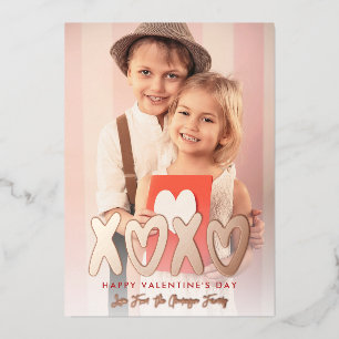 XOXO Valentine's Day Photo Foil Holiday Card